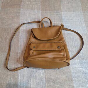 Vintage Poetcore Preppy Western Coastal Grandmother Brown Leather Mini Backpack
